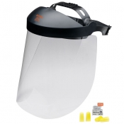 Оснащение для защиты лица и слуха с длинным щитком и берушами